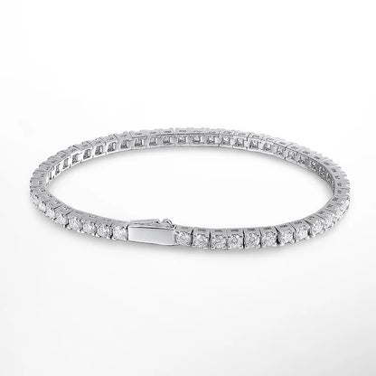 Moissanite Tennis Bracelet Original s925 Sterling Silver Plated 18k White Gold - Rehmiar