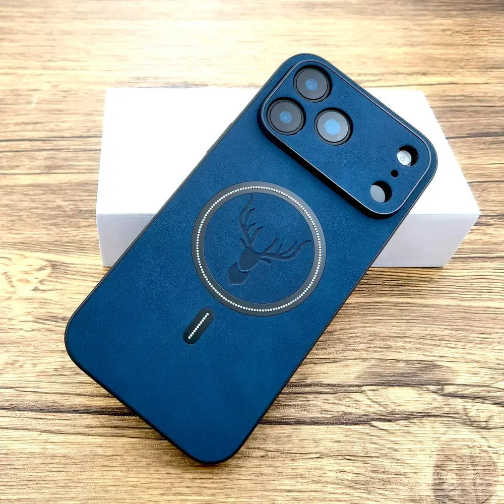 Luxury Faux Leather Magnetic Case for iPhone 11–17 Pro Max – MagSafe Wireless Charging Cover - Rehmiar