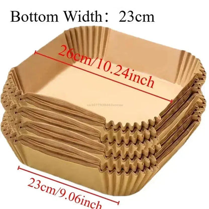 Air Fryer Disposable Paper Liners Square Round Non-Stick Baking BBQ Oil Absorbing Paper - Rehmiar
