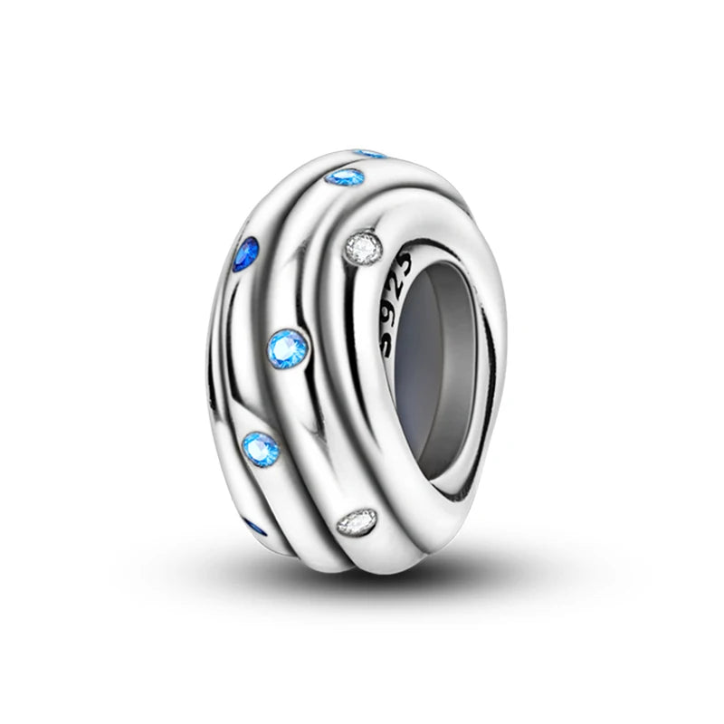 925 Sterling Silver Rainbow Zircon Beautifully Shaped Silicone Stopper Charms Beads - Rehmiar