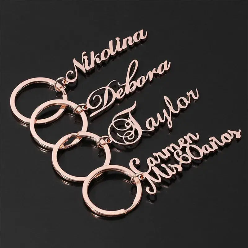 Custom Name Tag Keychain Personalized Letters Stainless Steel Key Chain Ring for Women Men Father's Day Mother's Day