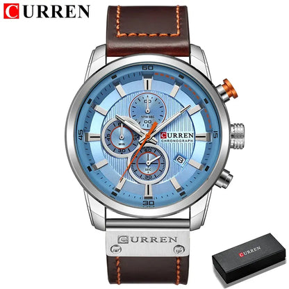 CURREN Men’s Chronograph Watch – Luxury Sport Quartz Wristwatch with Date Display - Rehmiar