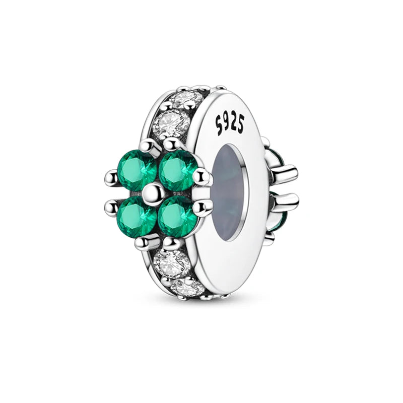 925 Sterling Silver Rainbow Zircon Beautifully Shaped Silicone Stopper Charms Beads - Rehmiar