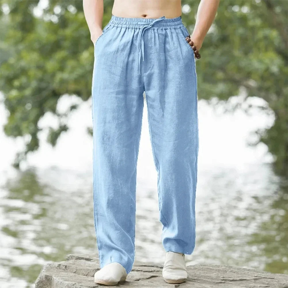 Men's Beach Cotton Linen Casual Summer Sweatpants - Rehmiar