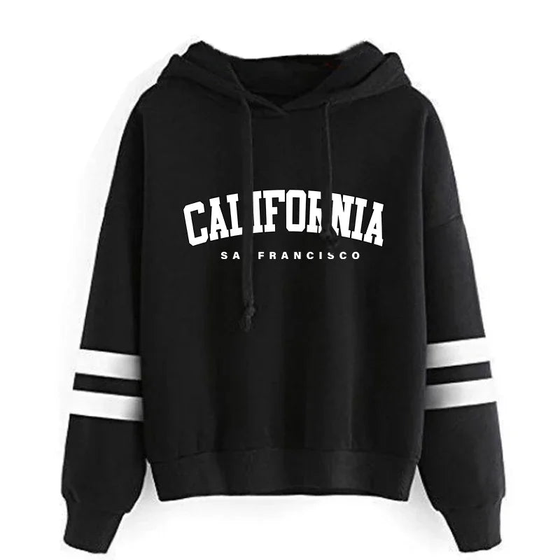 California Women's Tracksuit Casual Stripe Versatile Hooded Sweatshirt, Pants or Suit