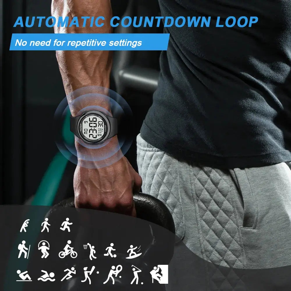 Hearkent Unisex 8 Vibrating Alarms Watch Medication Pill Reminder for Deaf Digital Waterproof Wristwatch - Rehmiar