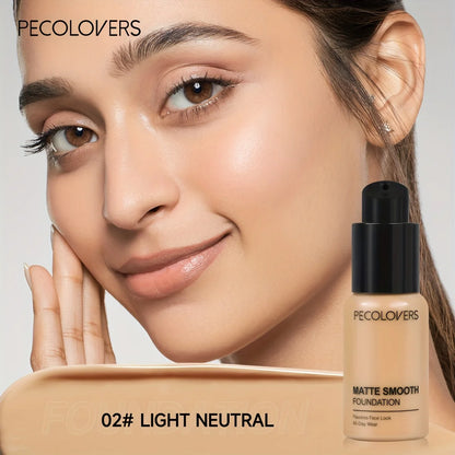 PECOLOVERS Matte Finish Liquid Foundation - Oil-Control, Waterproof, Full Coverage Concealer for All Skin Tones - Rehmiar
