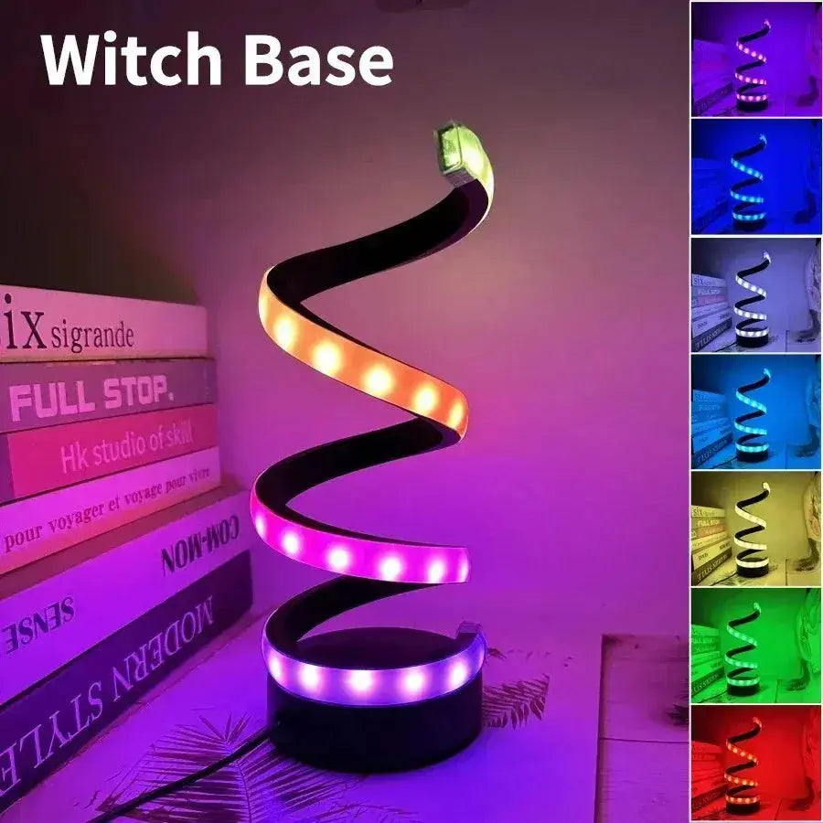 Creative Spiral LED Night Light – Dimmable 3-Color Table Lamp for Living Room, Office, Bedroom & Bedside Decor, USB Plug-In - Rehmiar