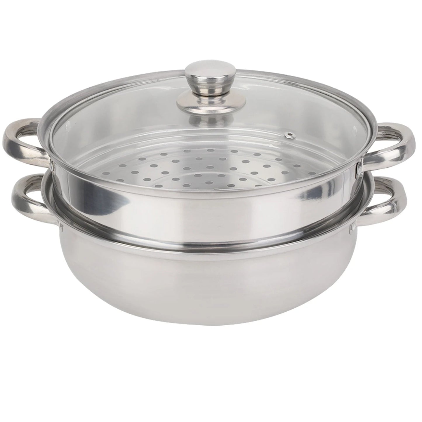 Stainless Steel Cookware 27cm/11in 2-Layer Steamer Pot Cooker Double Boiler Soup Steaming Pot Rehmiar
