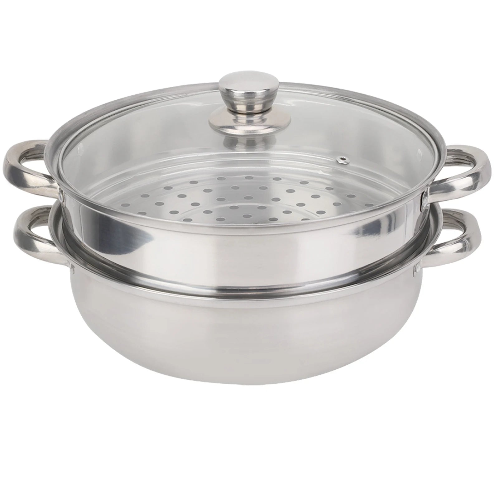 Stainless Steel Cookware 27cm/11in 2-Layer Steamer Pot Cooker Double Boiler Soup Steaming Pot Rehmiar