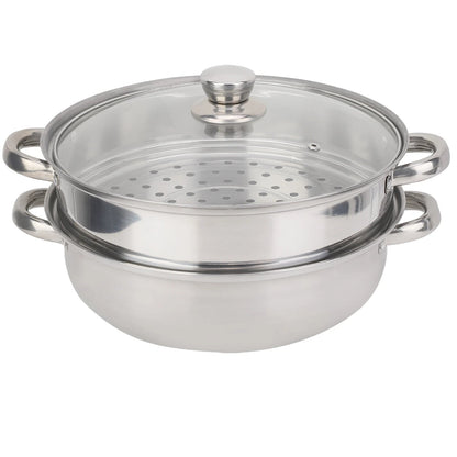 Stainless Steel Cookware 27cm/11in 2-Layer Steamer Pot Cooker Double Boiler Soup Steaming Pot Rehmiar