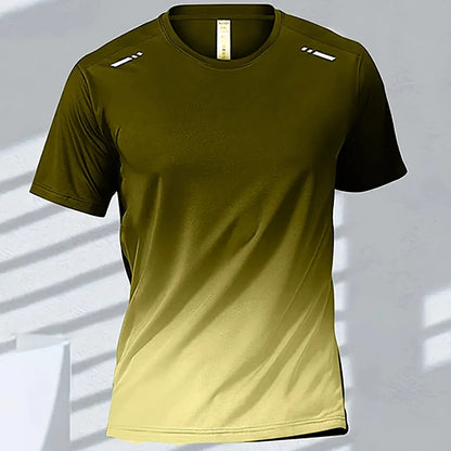 Men's Quick-Drying Gradient Short Sleeve T-Shirt – Sports Tee for Outdoor Workout, Basketball, Training & Running - Rehmiar