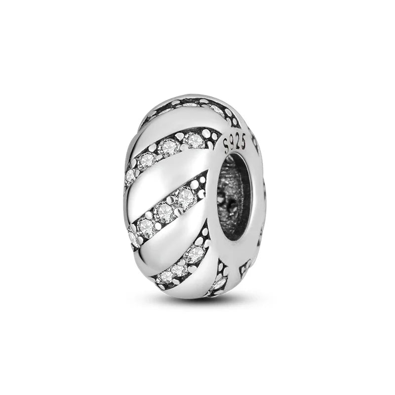 925 Sterling Silver Rainbow Zircon Beautifully Shaped Silicone Stopper Charms Beads - Rehmiar