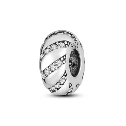 925 Sterling Silver Rainbow Zircon Beautifully Shaped Silicone Stopper Charms Beads - Rehmiar