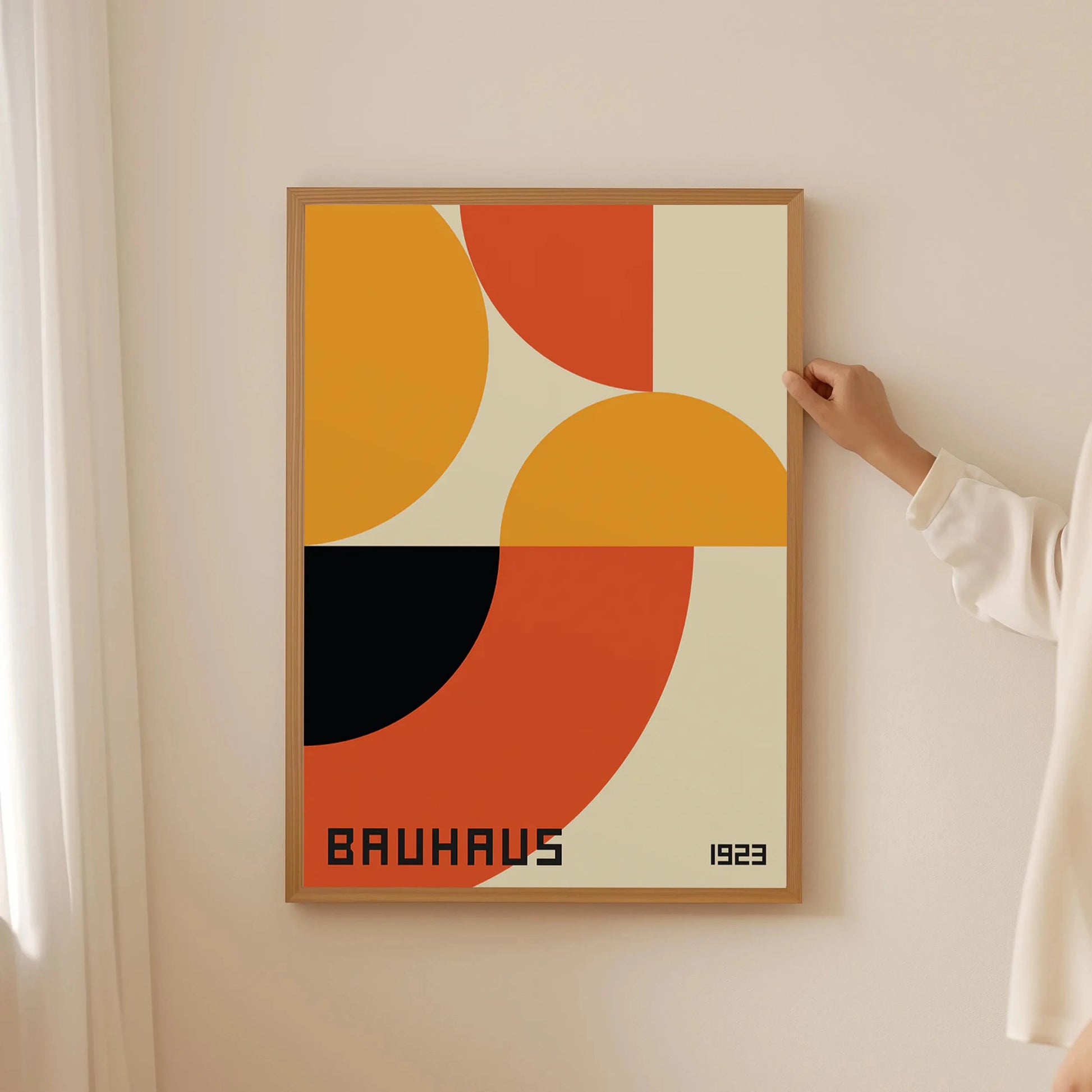 Abstract Orange Bauhaus Geometric Poster Pop Art for Modern Home Decor - Rehmiar
