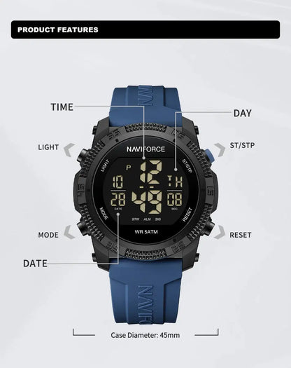 Naviforce  Luxury Men's Fashion Watch – Water Resistant Silicone Strap LCD Electronic Clock