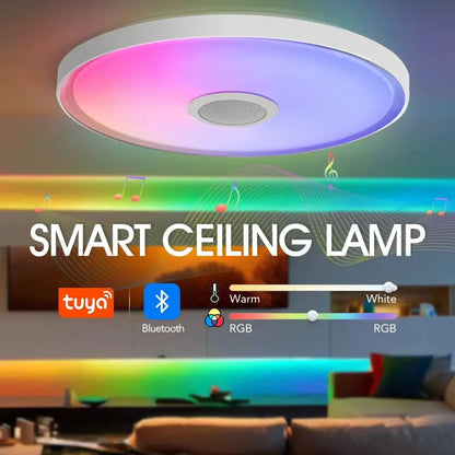 Smart RGB LED Ceiling Lamp – APP & Remote Control, Dimming, Music Sync with Speaker for Living Room & Bedroom - Rehmiar