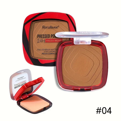 Matte Full Coverage Pressed Powder Foundation With Puff Applicator, 24H Fresh Wear Matte Weightless Finishing Powder