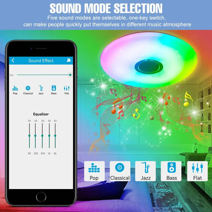 Smart RGB Ceiling Light – 36W/52W Music Sync, APP & Bluetooth Control, Remote Controlled Modern Home Lighting (AC220V) - Rehmiar