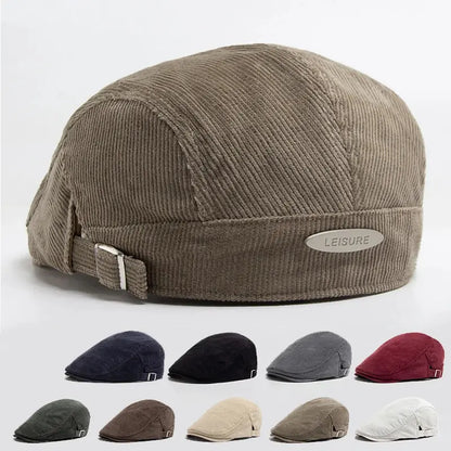Corduroy Beret Spring Autumn Thick Warm Vintage Flat Hat - Rehmiar