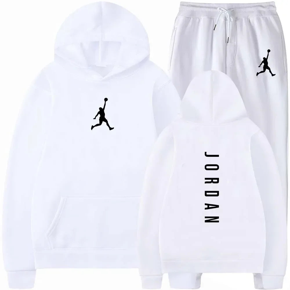 Spring & Autumn Men's Sportswear Set – Casual Fitness Basketball Hooded Jumper & Jogging Pants Two-Piece Set
