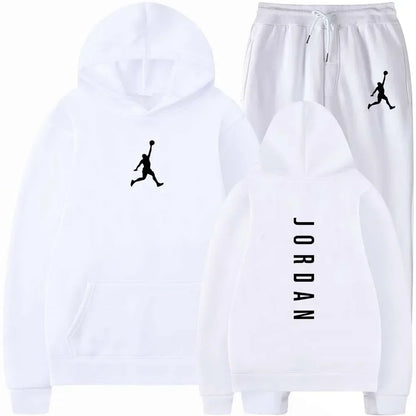 Spring & Autumn Men's Sportswear Set – Casual Fitness Basketball Hooded Jumper & Jogging Pants Two-Piece Set