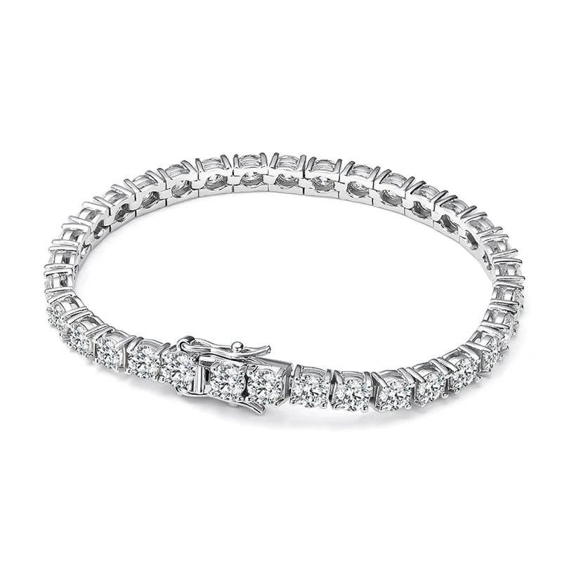 Moissanite Tennis Bracelet Original s925 Sterling Silver Plated 18k White Gold - Rehmiar