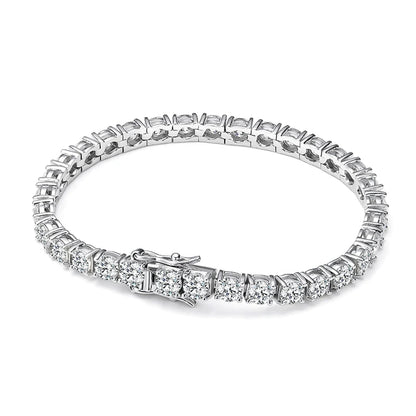 Moissanite Tennis Bracelet Original s925 Sterling Silver Plated 18k White Gold - Rehmiar