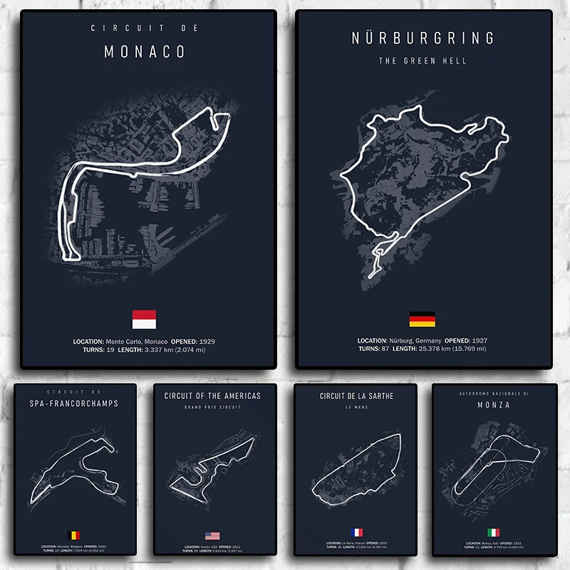 F1 Monaco Track Circuit Canvas Wall Art Painting - Rehmiar