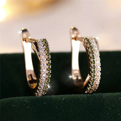 Red Zircon Clip On Earrings Gold Tone Wedding Party Jewellery for Women - Rehmiar