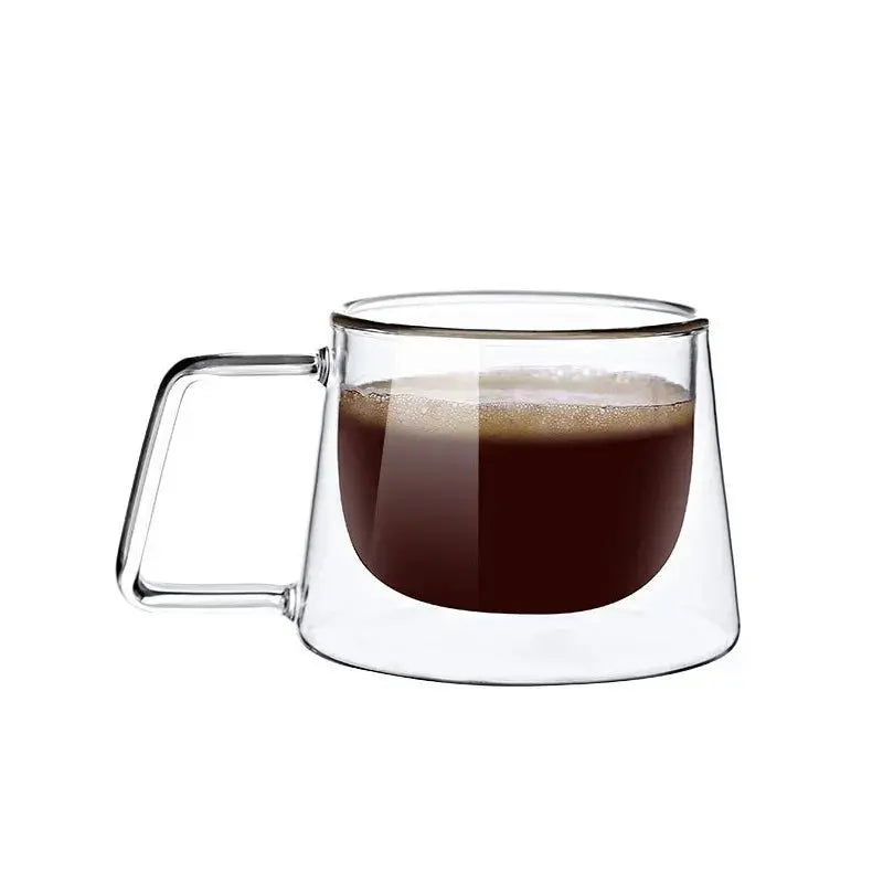 200ML Double Wall Glass Espresso Cup – Heat-Resistant Coffee Mug with Handle for Cappuccino, Latte, Tea & Water - Rehmiar