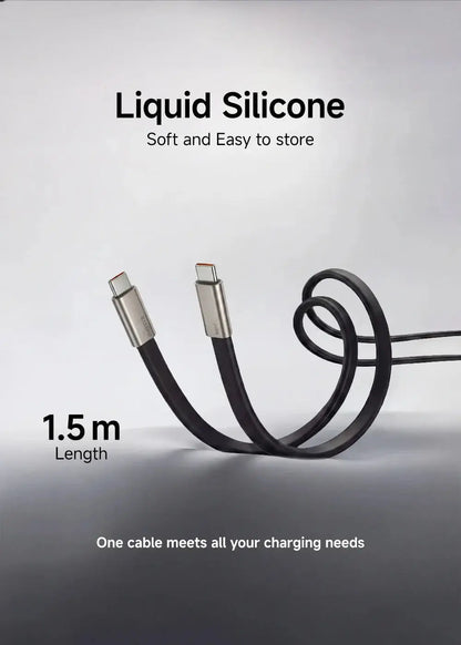 240W 2-in-1 Fast Charging Cable with Foldable Bracket – Type-C to Type-C Data Wire & Phone/Tablet Stand (Black/Orange) Rehmiar