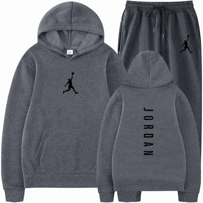 Spring & Autumn Men's Sportswear Set – Casual Fitness Basketball Hooded Jumper & Jogging Pants Two-Piece Set