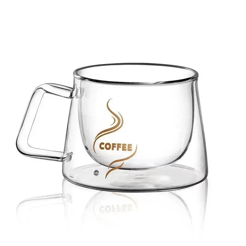 200ML Double Wall Glass Espresso Cup – Heat-Resistant Coffee Mug with Handle for Cappuccino, Latte, Tea & Water - Rehmiar