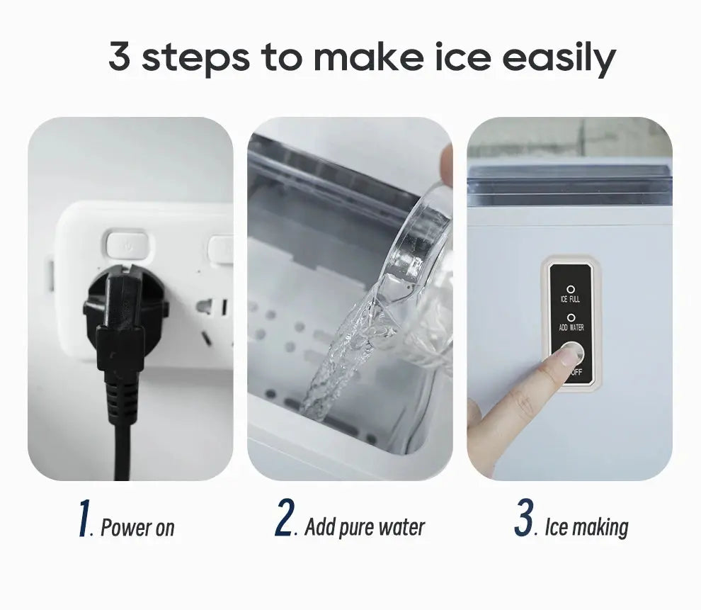 Automatic Ice Maker Machine – Self-Cleaning Portable Ice Maker for Kitchen, Office, Bar & Party, 50Hz/60Hz