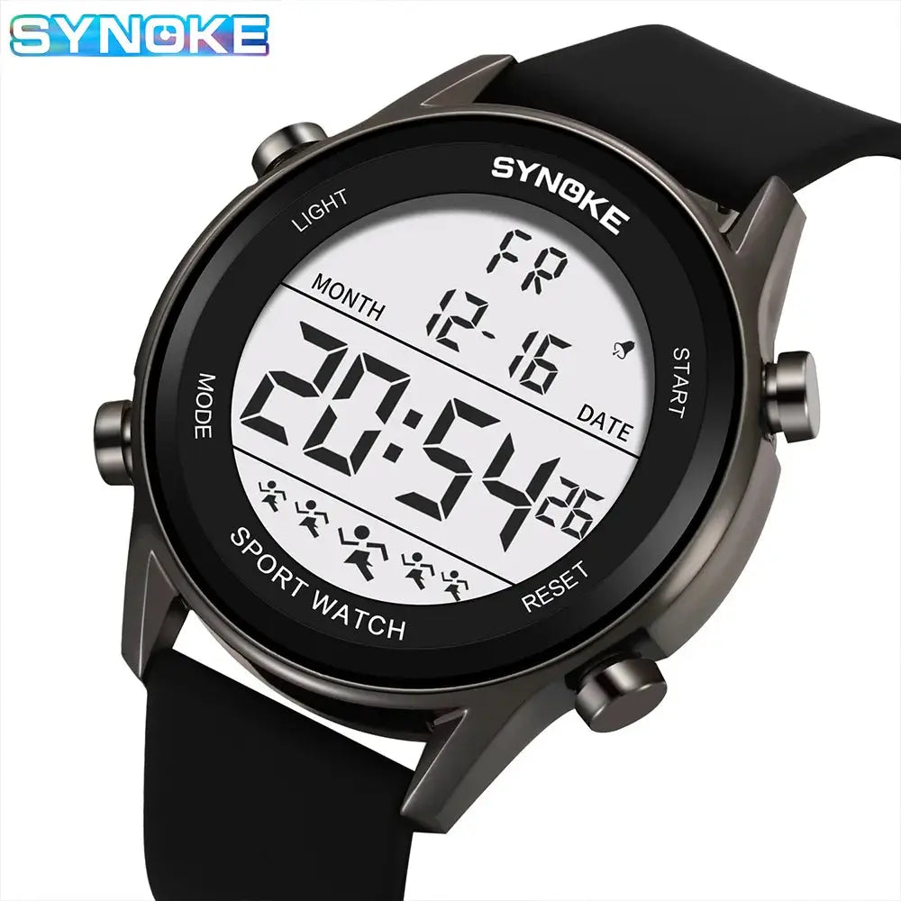 SYNOKE Men Outdoor Sports Multifunctional Waterproof Large Screen Display Luminous LED Digital Fashion Silicon Watch - Rehmiar
