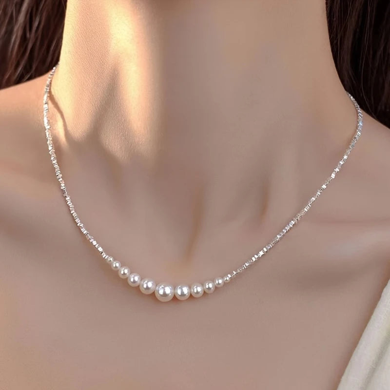 Luxury Fashionable Light Temperament Irregular Imitation Pearl String Necklace - Rehmiar