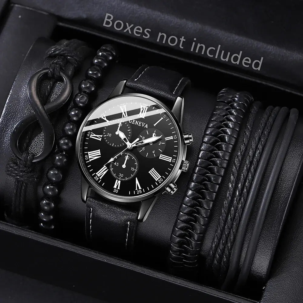 Men’s Hip Hop Style Quartz Watch with Bracelet Set – Fashion Luxury Sports Wristwatch - Rehmiar