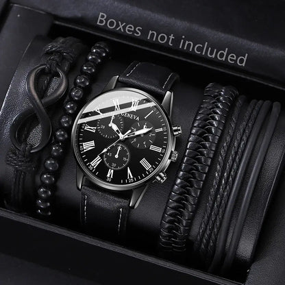 Men’s Hip Hop Style Quartz Watch with Bracelet Set – Fashion Luxury Sports Wristwatch - Rehmiar