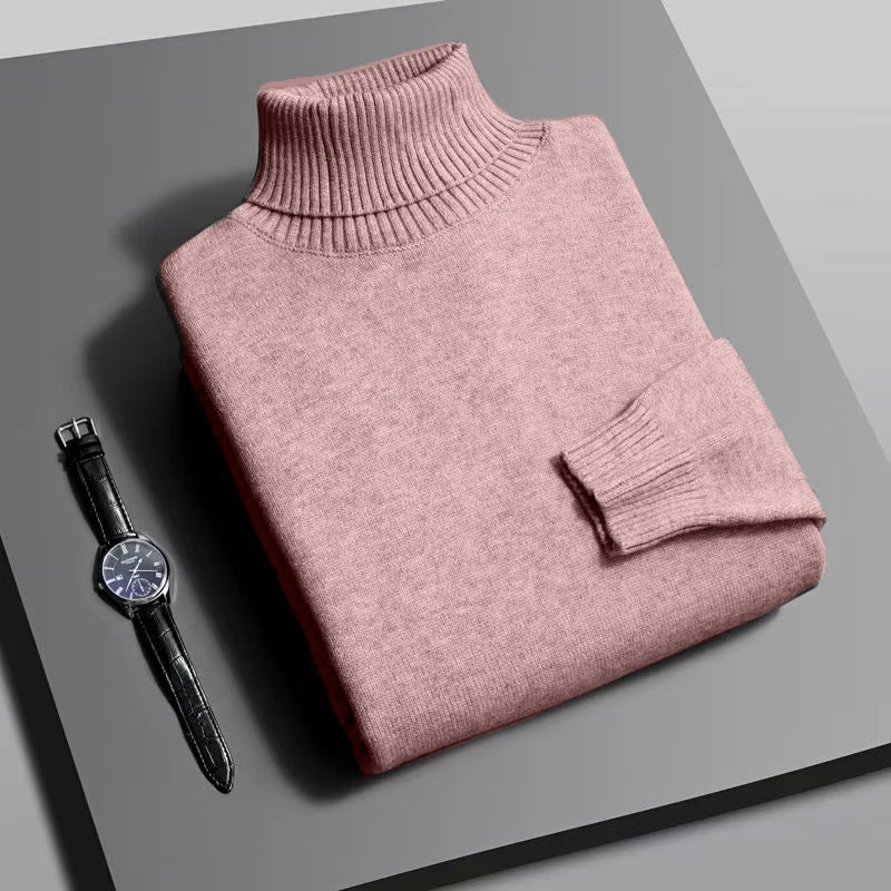 Autumn Mens High Quality Knitted Turtleneck Slim Fit Sweater - Rehmiar