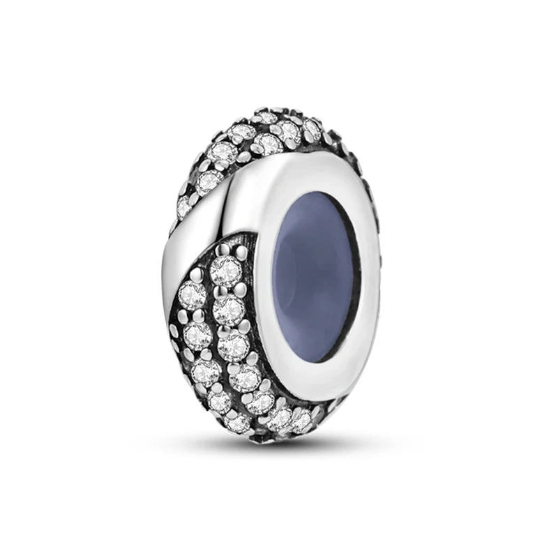 925 Sterling Silver Rainbow Zircon Beautifully Shaped Silicone Stopper Charms Beads - Rehmiar