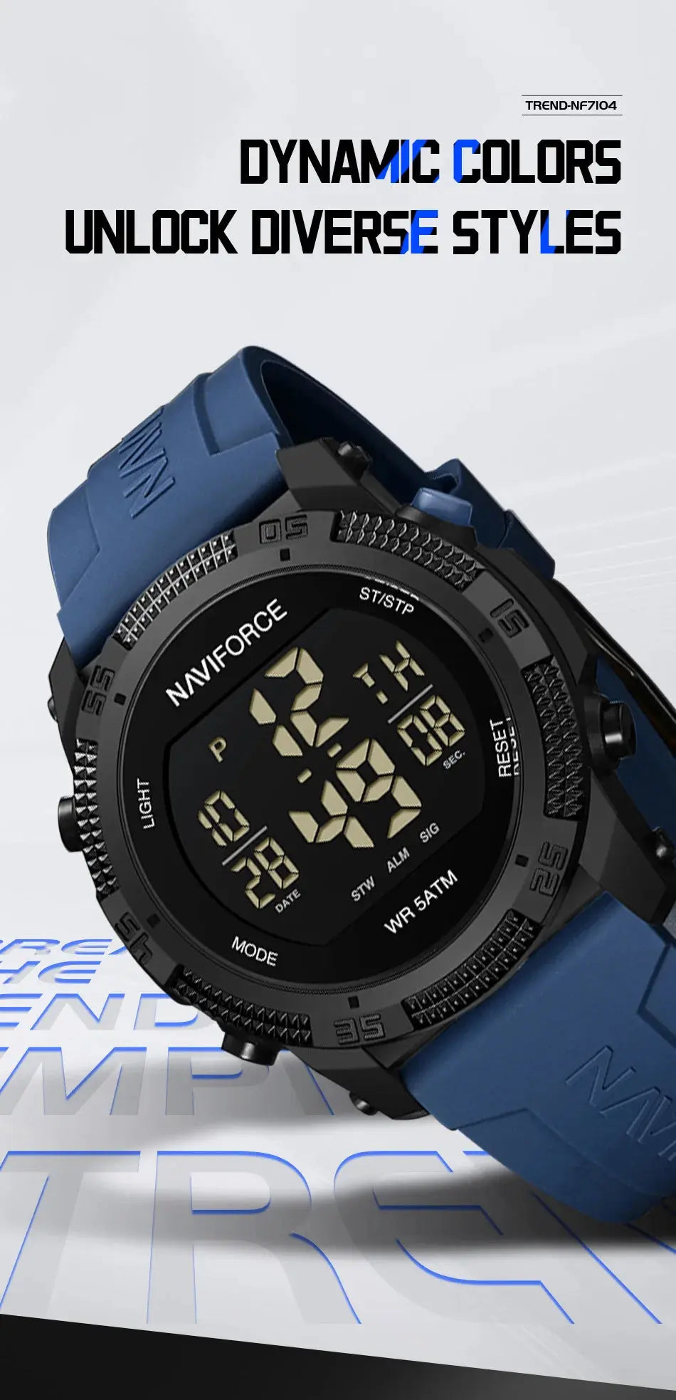 Naviforce  Luxury Men's Fashion Watch – Water Resistant Silicone Strap LCD Electronic Clock
