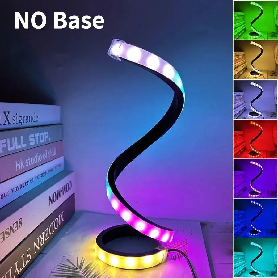 Creative Spiral LED Night Light – Dimmable 3-Color Table Lamp for Living Room, Office, Bedroom & Bedside Decor, USB Plug-In - Rehmiar
