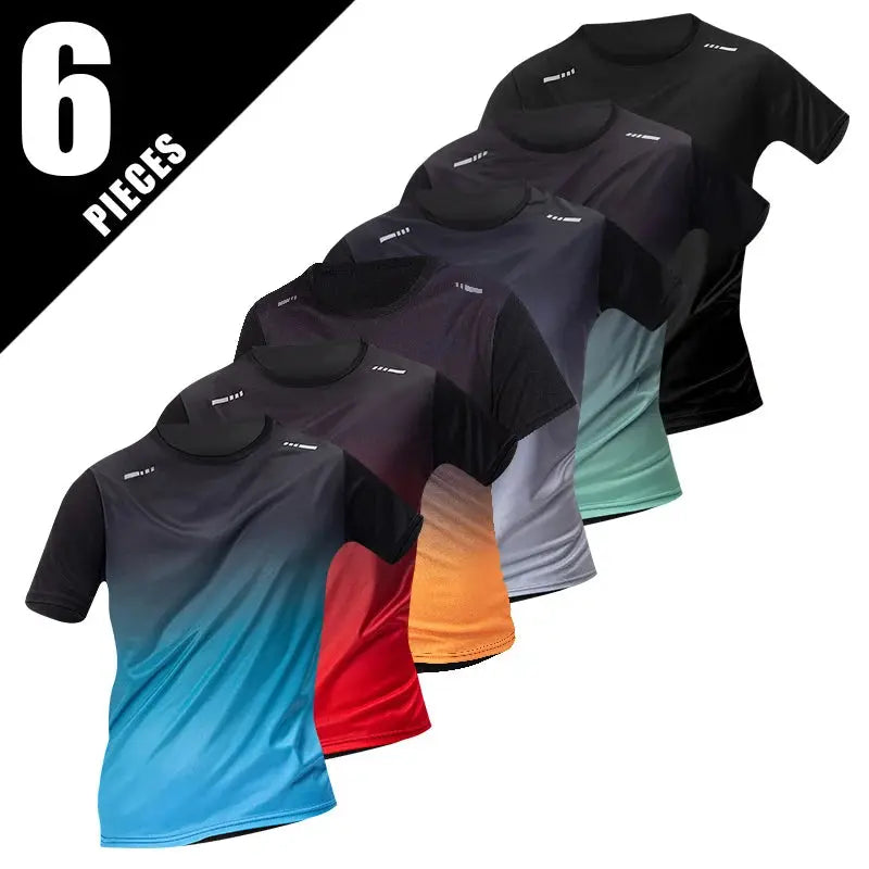 Men's Seasonal Sports Short Sleeve Top & Running Shorts Set – Gradient Quick Drying Multi-Colour Casual Set - Rehmiar