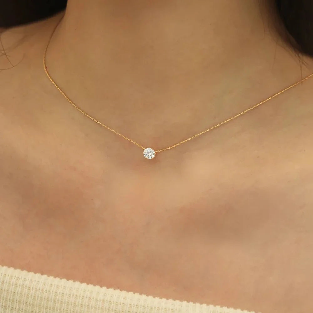 Stainless Steel Gold Plated Dainty Minimalist Zircon Anti Tarnish Charm Chain - Rehmiar