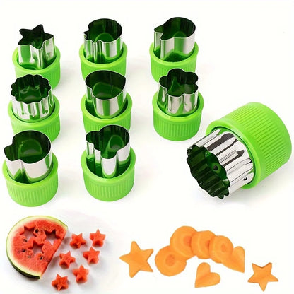9-Piece Stainless Steel Cookie & Vegetable Cutting Set – Mini Fruit and Cookie Embossing Molds for Kids Baking