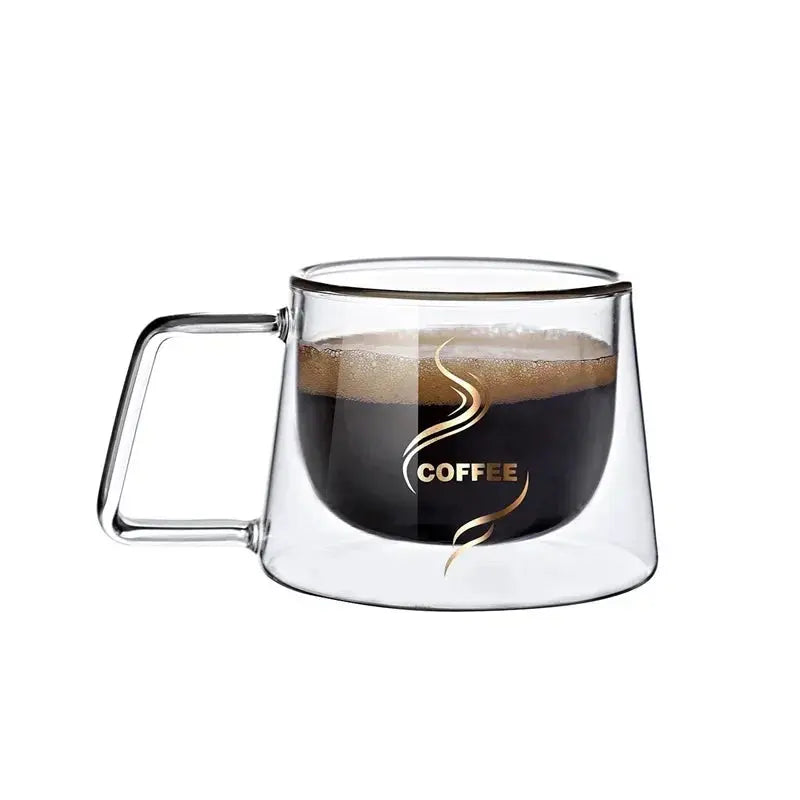 200ML Double Wall Glass Espresso Cup – Heat-Resistant Coffee Mug with Handle for Cappuccino, Latte, Tea & Water - Rehmiar
