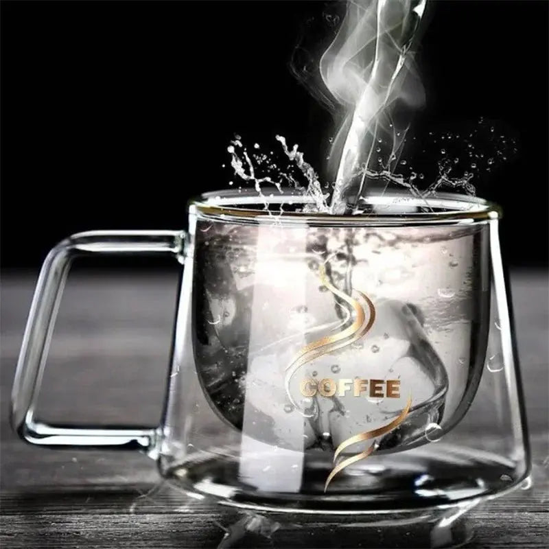 200ML Double Wall Glass Espresso Cup – Heat-Resistant Coffee Mug with Handle for Cappuccino, Latte, Tea & Water - Rehmiar