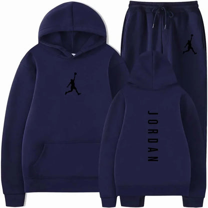 Spring & Autumn Men's Sportswear Set – Casual Fitness Basketball Hooded Jumper & Jogging Pants Two-Piece Set