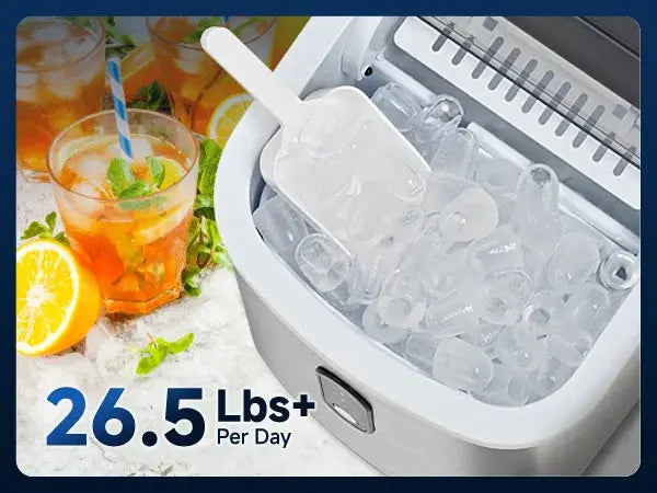 EUHOMY Portable Ice Maker – 12kg/24h Production, Bullet Ice Machine with Self-Cleaning Function for Home, Office & Shop